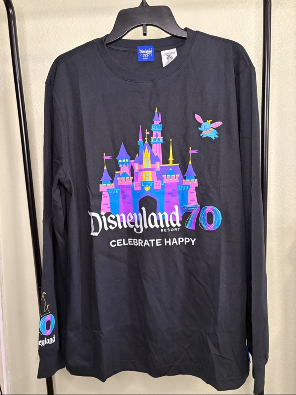 Disneyland 70th Celebration Black Long Sleeve Tee